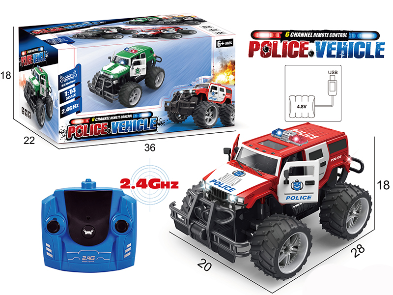 1:14 Hummer Police Car 6CH Big Wheels Off-Road Vehicle