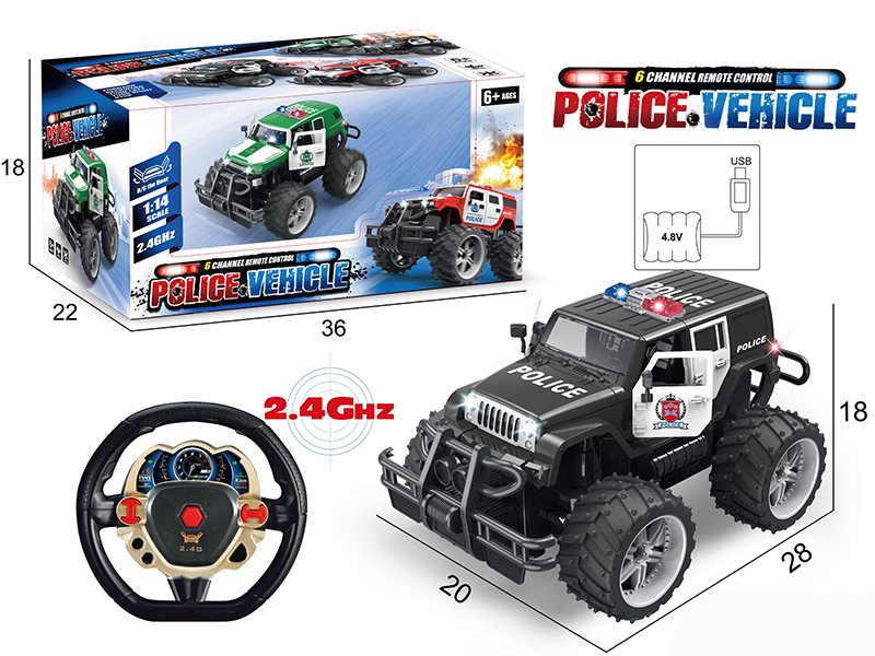 1:14 Wrangler Police Car 6CH Big Wheels Off-Road Vehicle