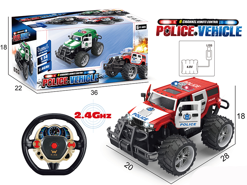 1:14 Hummer Police Car 6CH Big Wheels Off-Road Vehicle
