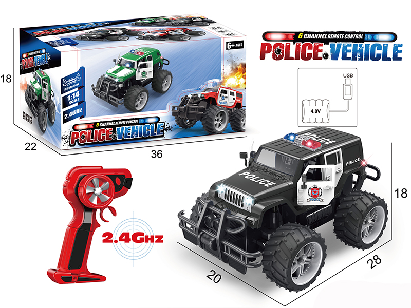 1:14 Wrangler Police Car 6CH Big Wheels Off-Road Vehicle