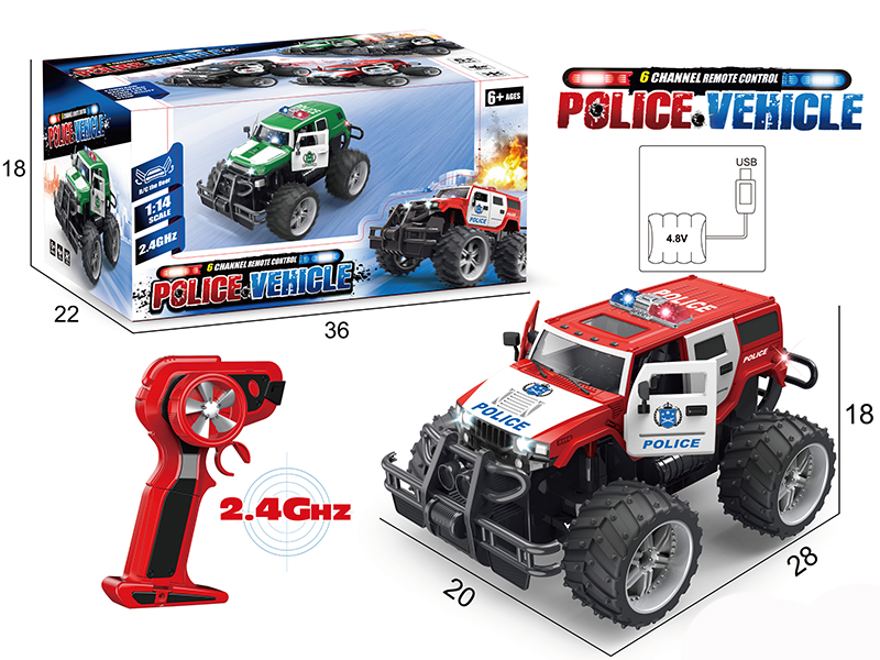 1:14 Hummer Police Car 6CH Big Wheels Off-Road Vehicle