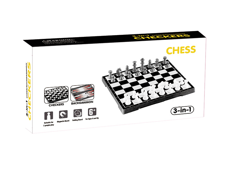 3 In 1 Magnetic Checkers/Chess/Backgammon