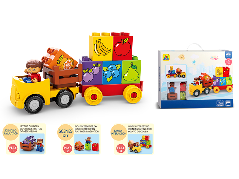 17PCS Fruits Truck Building Blocks