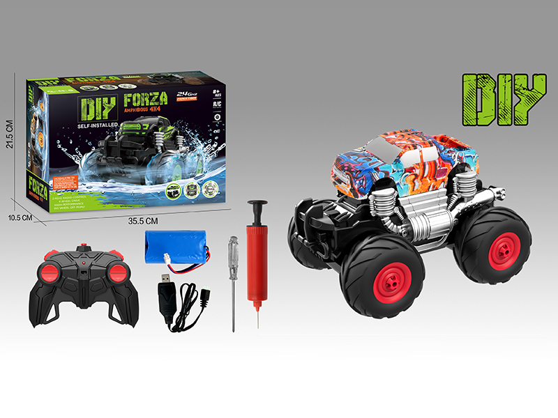 2.4G 4WD Amphibious DIY Graffiti Ford Pickup Remote Control Car