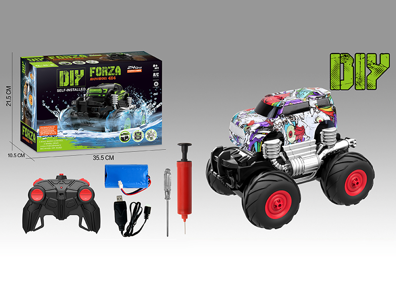 2.4G 4WD Amphibious DIY Mini Graffiti Remote Control Car