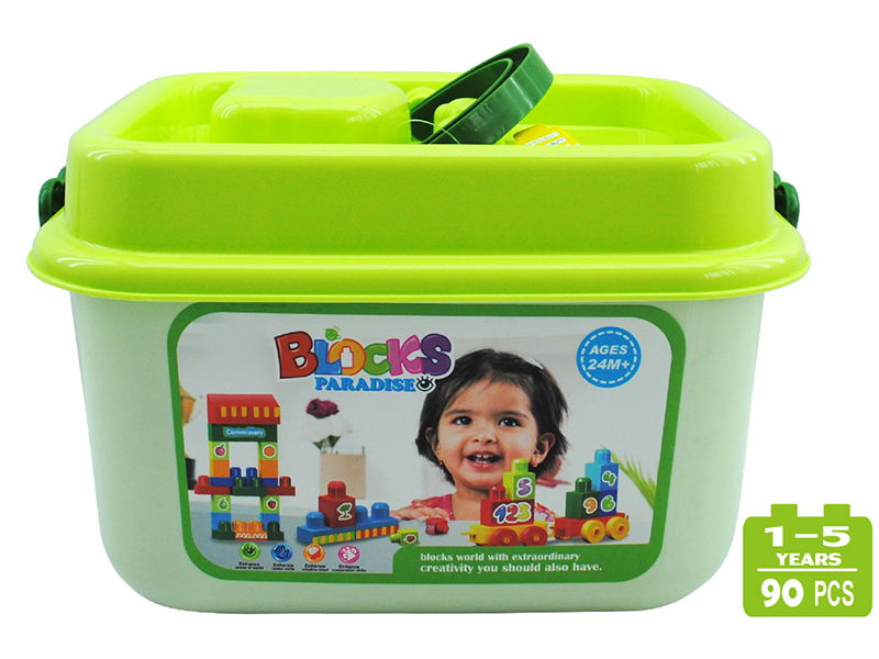 Green Hand-Held Bucket  Building Blocks 90PCS