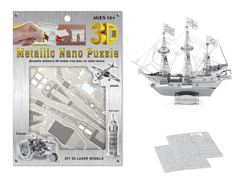 Stainless Steel  Golden Hind Pirate Ship 3D Puzzle
