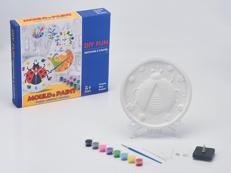 Plaster Painting - Ladybird Clock