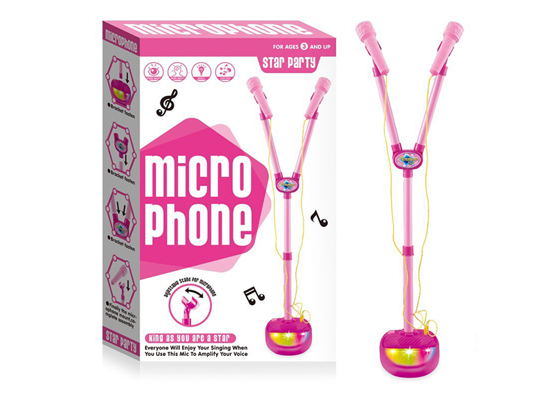 Girl Double Microphone With  Light And Music