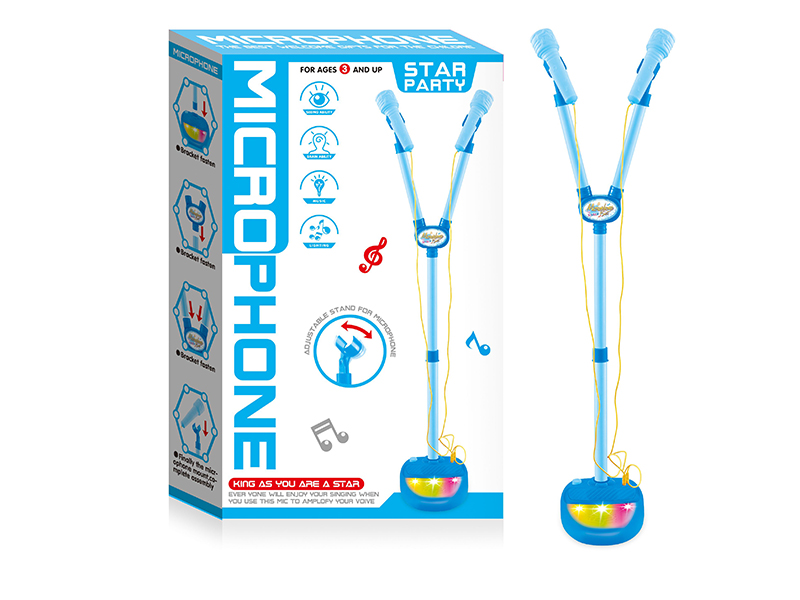 Boy Double Microphone With  Light And Music