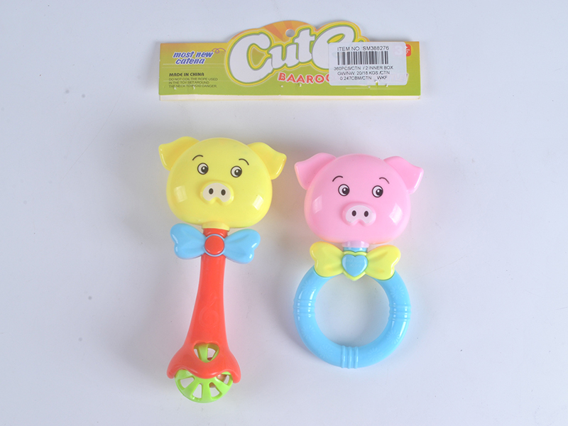 Cartoon Pig Rattles 2pcs
