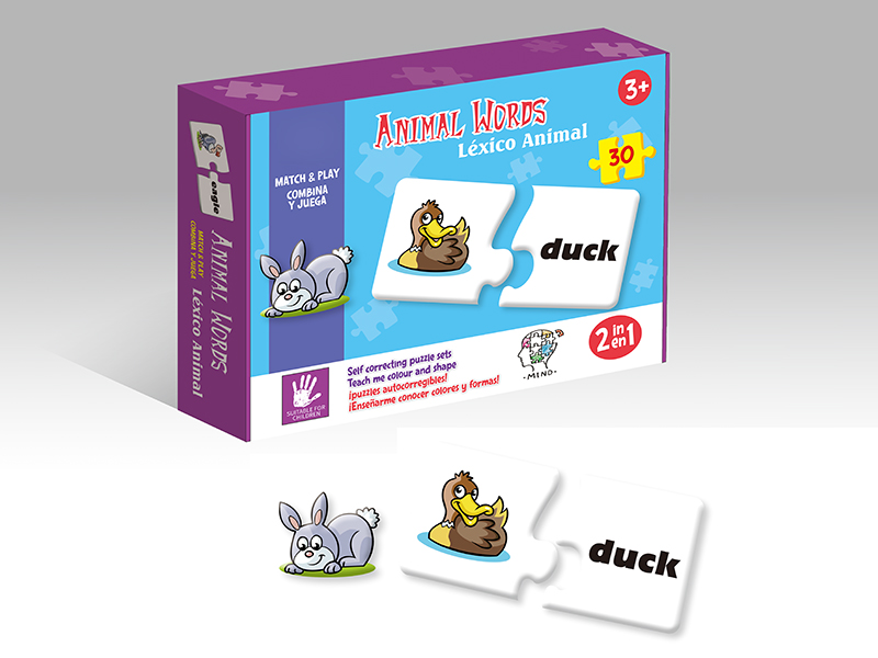 30PCS Animals Words Puzzle