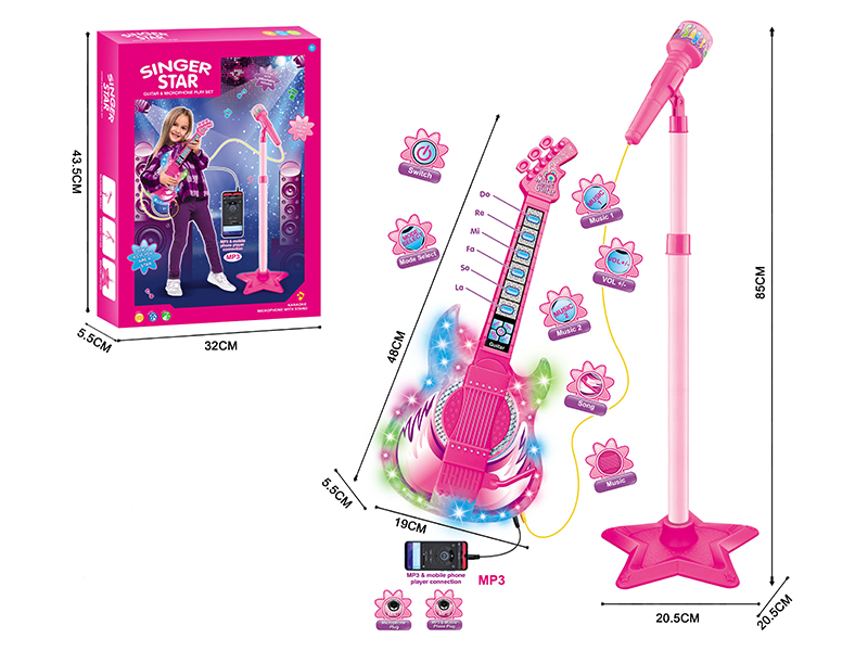 Guitar With Light + Microphone Combination