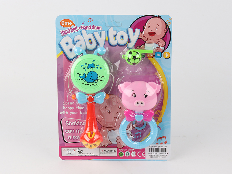 Cartoon Rattle Drum,Cartoon Pig Bell + Whistle