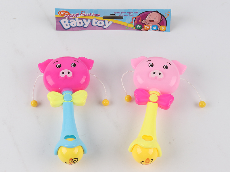 Cartoon Pig Rattle Drum 2pcs