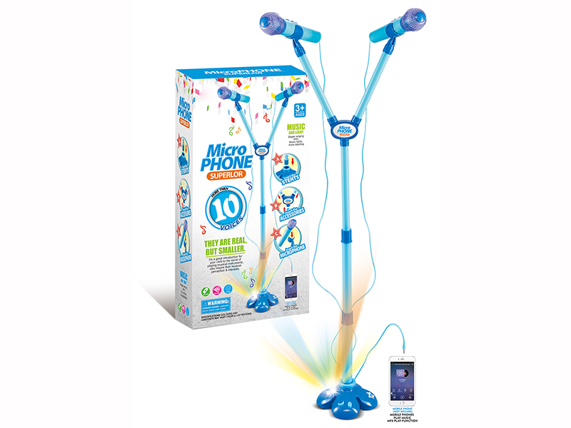 Double Microphone With Light And Music,MP3 Function, Amplifier