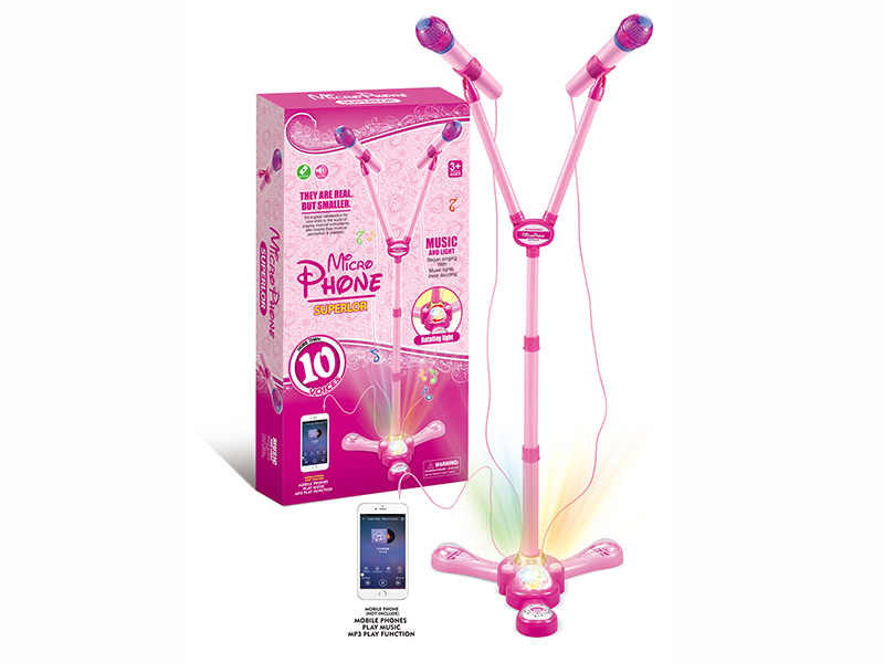 Double Microphone With Light And Music,MP3 Function, Amplifier