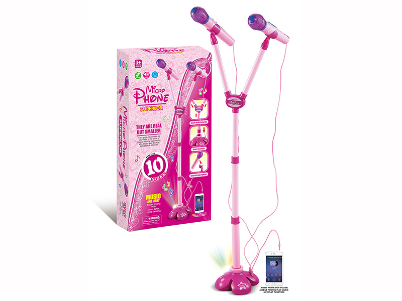 Double Microphone With Light And Music,MP3 Function, Amplifier