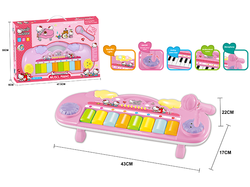 Hello Kitty 8 Keys Cartoon Electronic Organ  + Microphone
