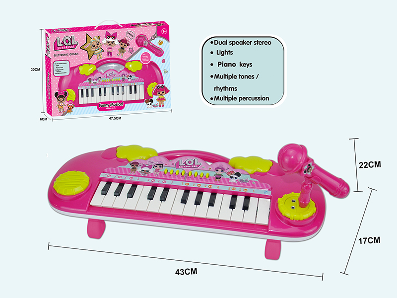 Surprise Doll 25 Keys Electronic Organ  + Microphone