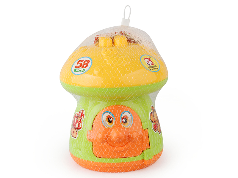 58PCS Cartoon Mushroom Building Blocks