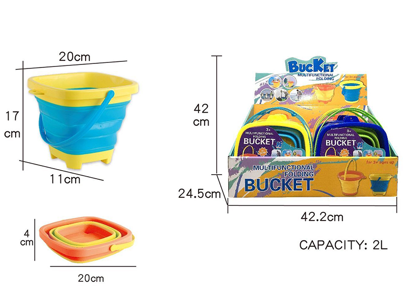 Multifunction Folding Beach Bucket 2L  12PCS/Box
