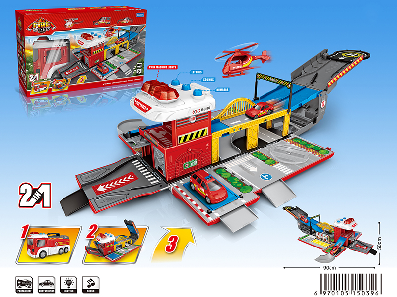 Fire Control Alloy Transformation Racing Track Storage Car