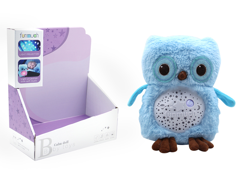 Calm Doll With Night Light Projection(  Owl)
