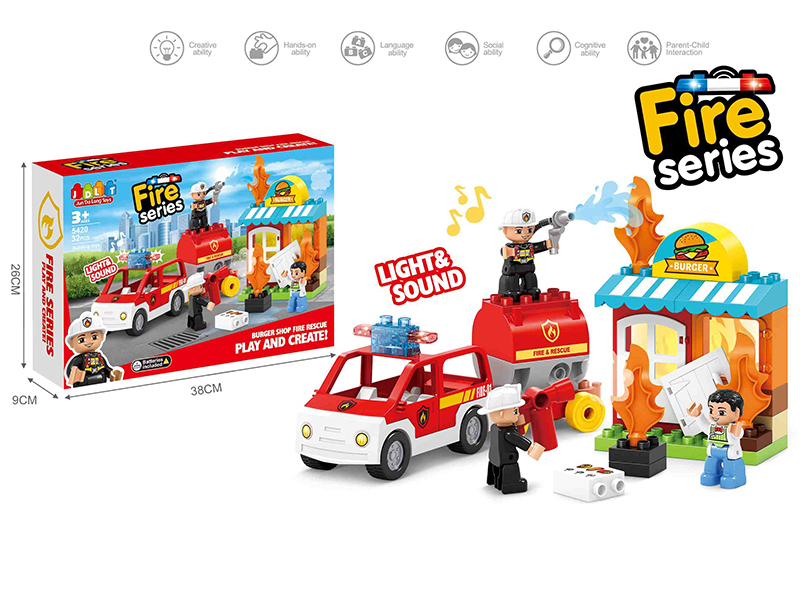Burger Shop Fire Rescue Building Blocks 32pcs
