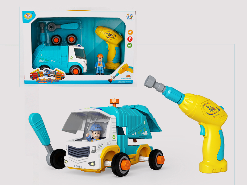 B/O DIY  Pull Back  Sanitation Truck With Music