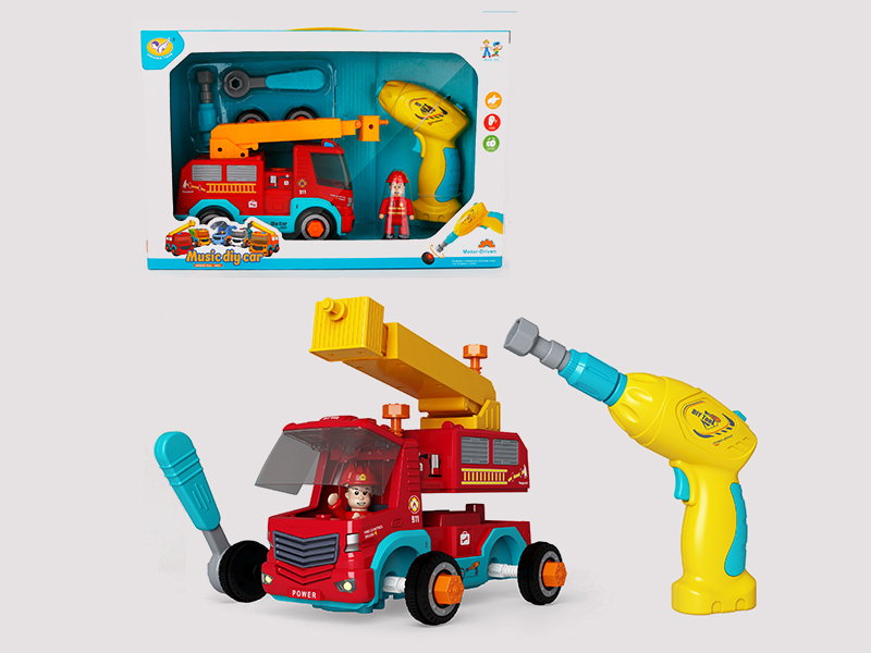 B/O DIY  Pull Back Fire Engine With Music