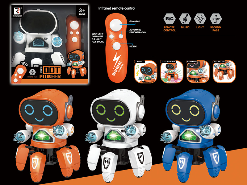 IR Radio Control Six Claw Robot With Light And Music