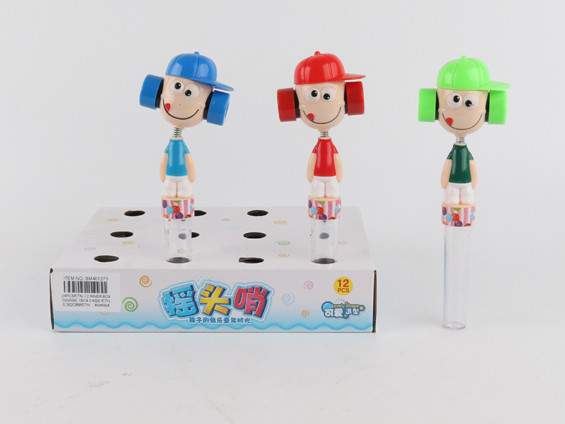 12PCS Solid Color Clowns Candy Toys With Whistle