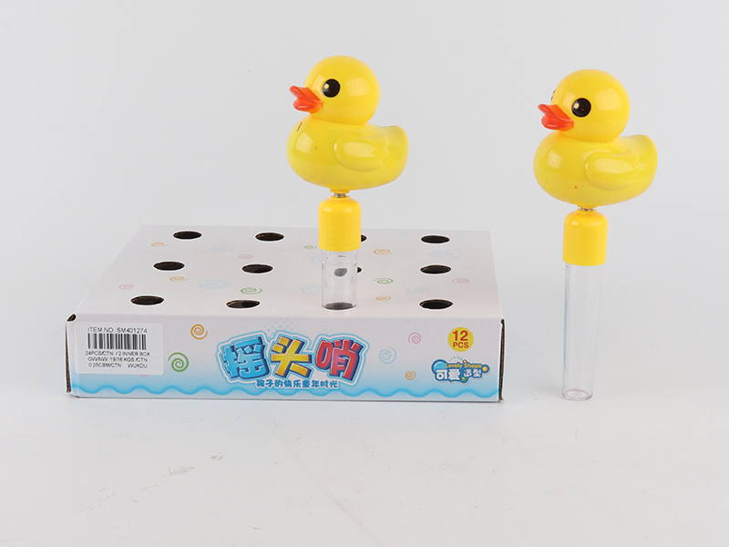 12PCS Solid Color Duck Candy Toys With Whistle