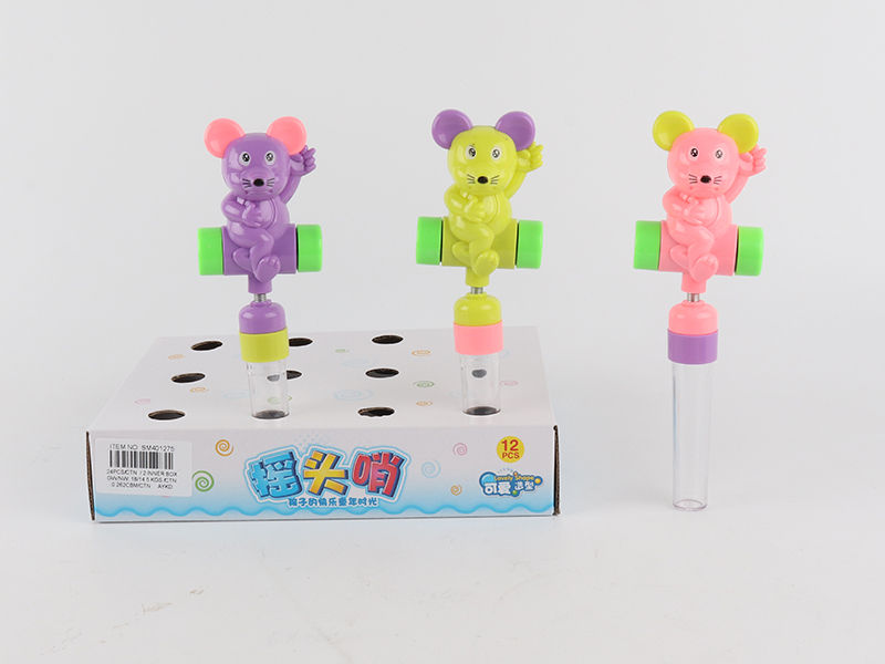12PCS Solid Color  Cartoon Mouse Candy Toys With Whistle