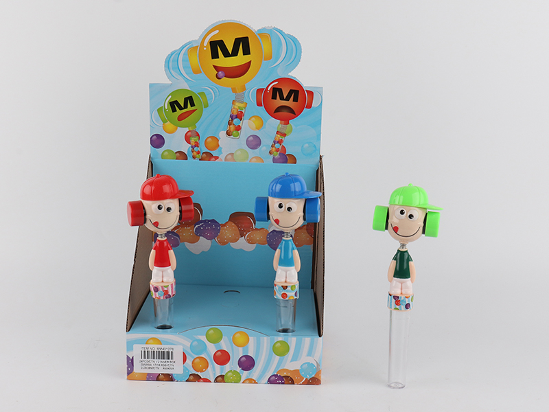 12PCS Solid Color Clowns Candy Toys With Whistle