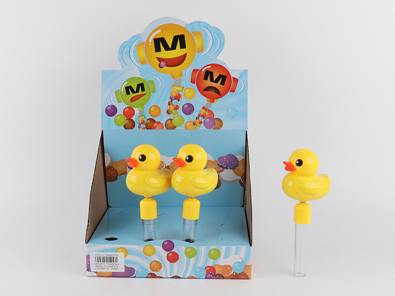 12PCS Solid Color Duck Candy Toys With Whistle