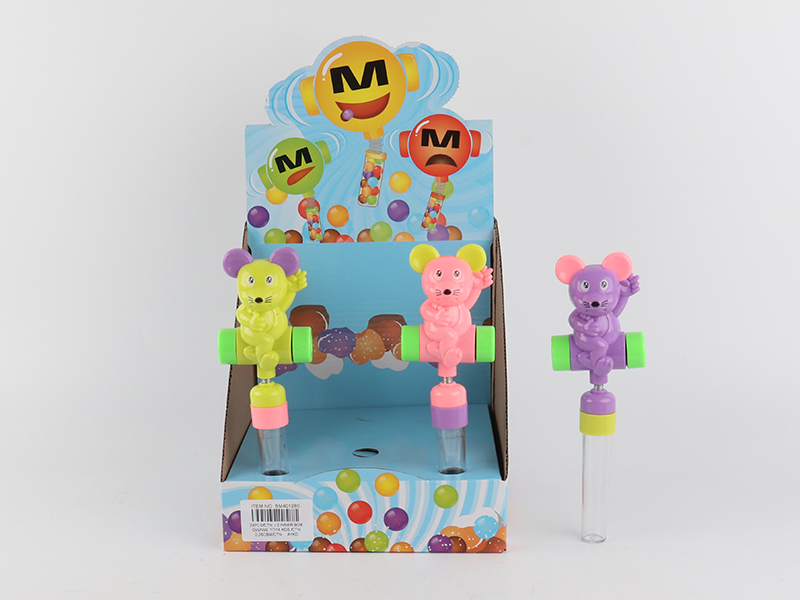 12PCS Solid Color  Cartoon Mouse Candy Toys With Whistle