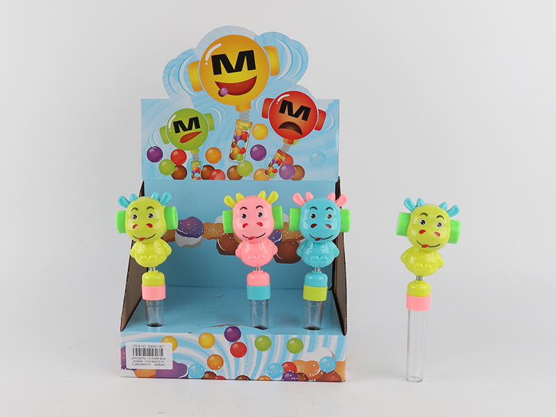 12PCS Solid Color Cartoon Cattle  Candy Toys With Whistle