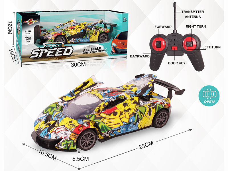 1:18 Graffiti 5CH Three Doors Remote Control Car With Headlights(Not Include Batteries)