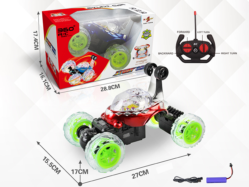 R/C Stunt Car With Music, Flash,360° Rotating,Rear Wheel Telescopic