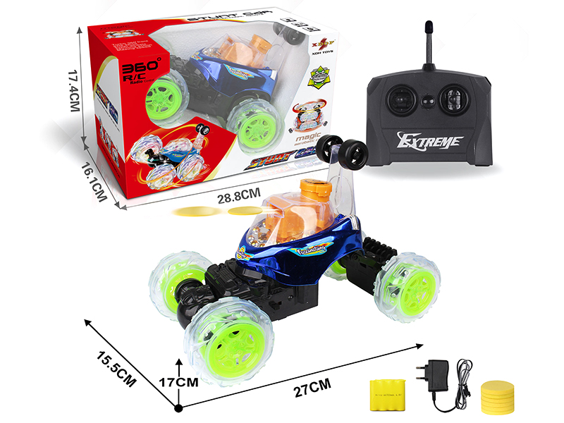 Stunt Car With Music, Flash,360° Rotating,Rear Wheel Telescopic(EVA Bullet)