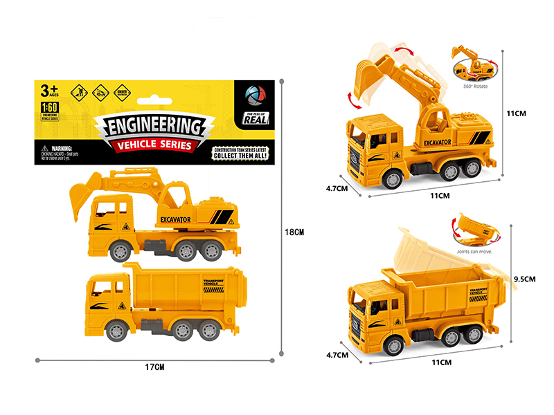 Pull Back Simulated Engineering Truck(Excavator + Transport Vehicle)