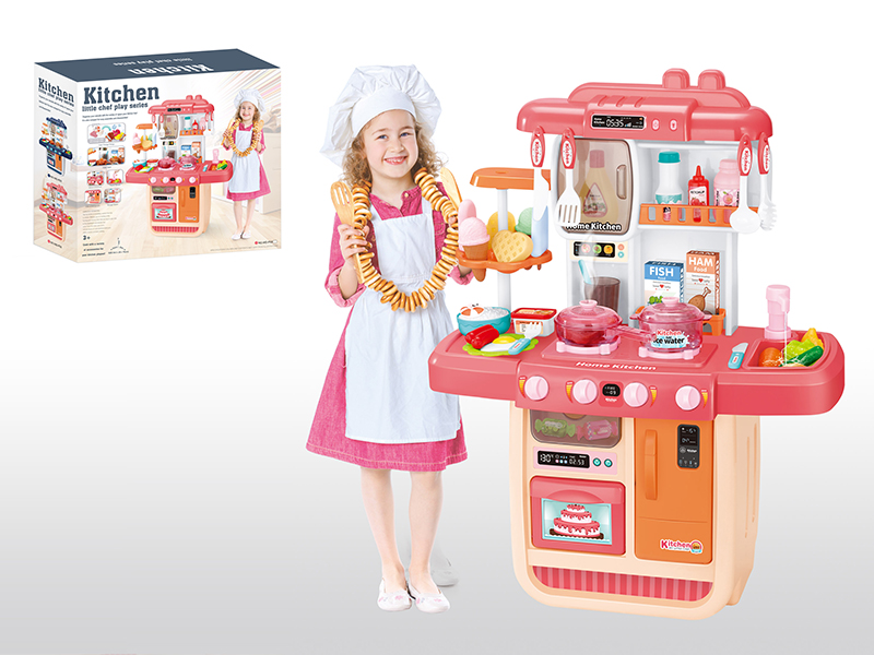 Kitchen Table With Light And Music(Change Color Foods ,Water Vapor,Faucet Sprayer, Ice Cream Stand)