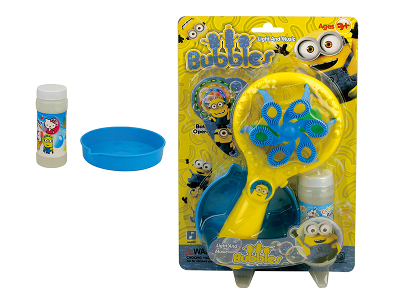 B/O Multifunctional Yellow Minions Cartoon Bubble Stick With Light And Music