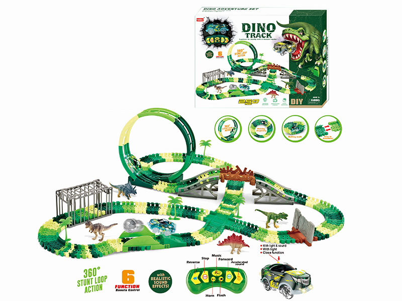 2.4G 6CH R/C Rotating Roller Coaster Dinosaur Rail Car With Light 250PCS