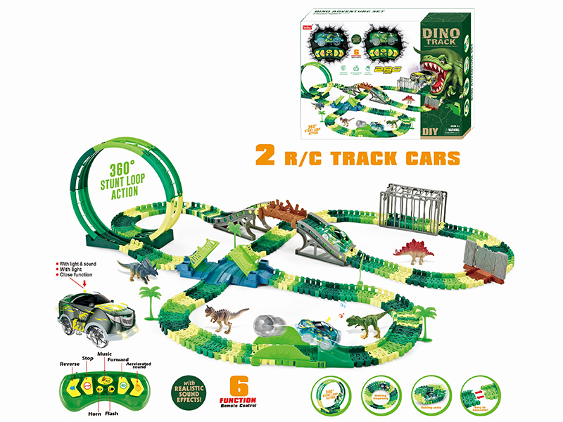 2.4G 6CH R/C Rotating Roller Coaster Dinosaur Rail Car With Light 280PCS