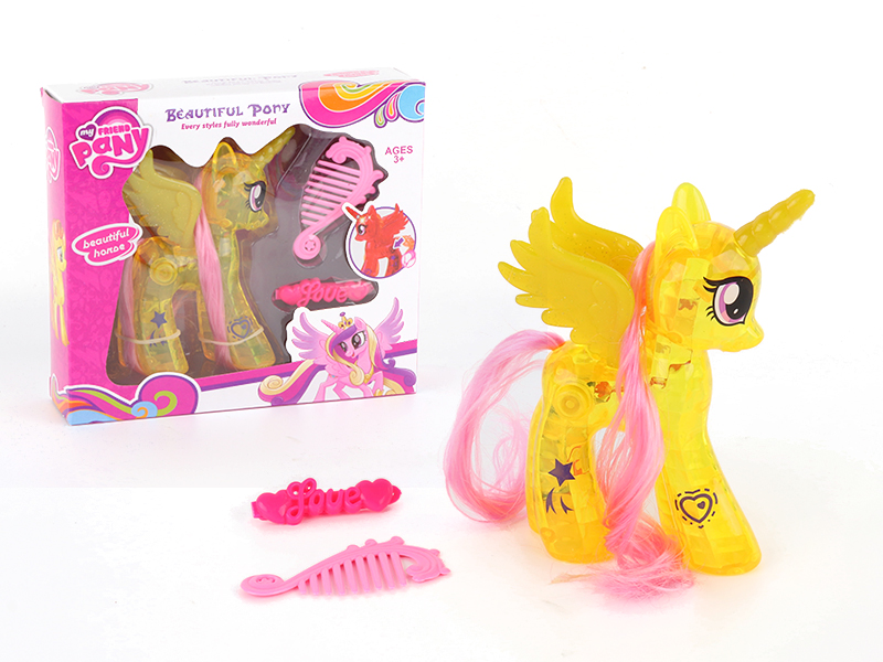Transparent My Little Pony With Light + Comb ,Hairpin
