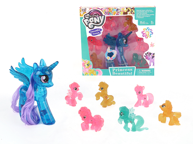 Transparent Flash  My Little Pony With 6 Small Pony