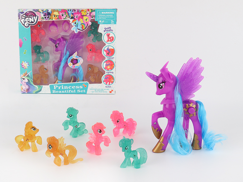 Solid Color Flash  My Little Pony With 6 Small Pony